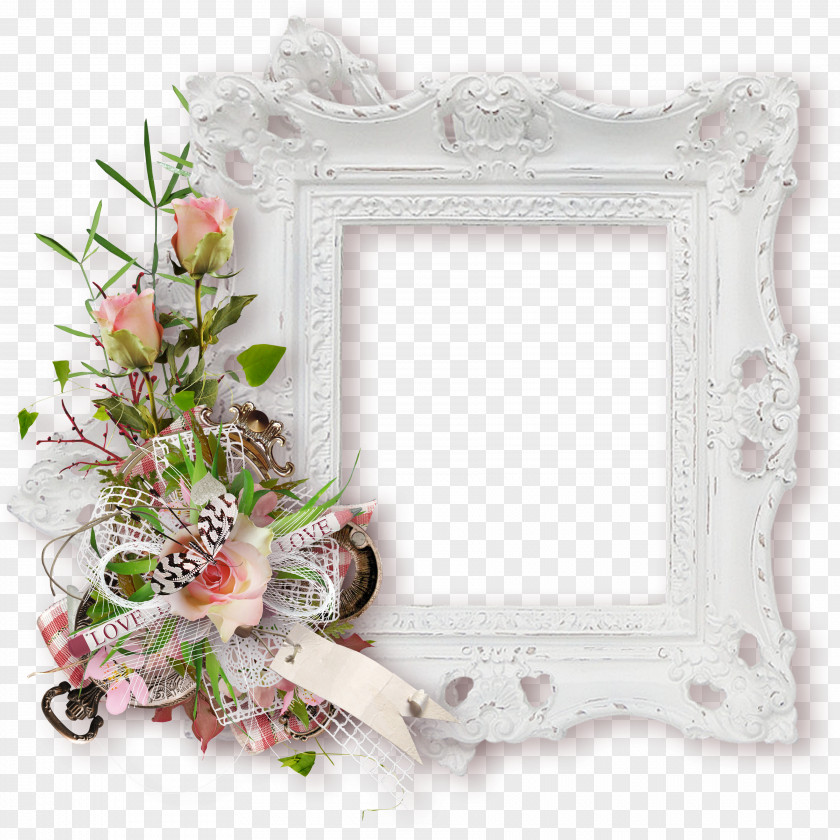 Bouquet White Pattern Frame Picture PNG