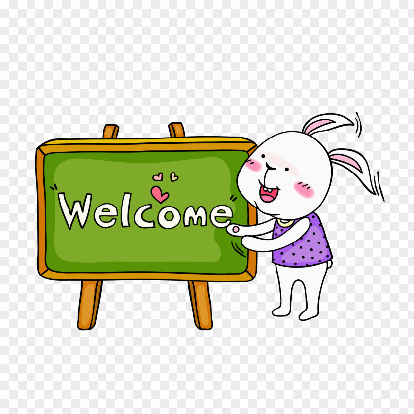 Welcome Blackboard Cartoon Illustration PNG