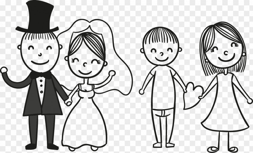 Cartoon Couple Wedding Invitation Bridegroom PNG