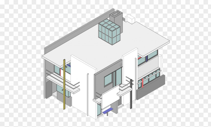 House Schindler Isometric Projection Axonometric Drawing PNG