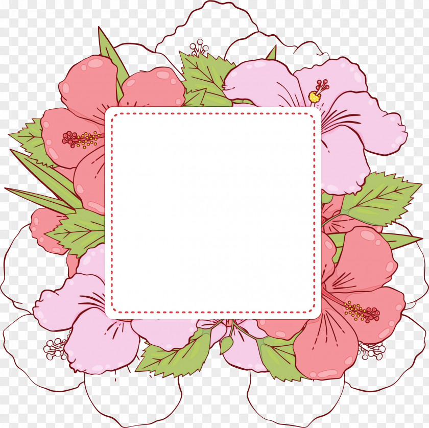 Plant Picture Frame Watercolor Flowers PNG