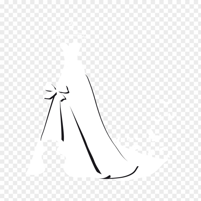 Wedding Dress And Butterfly Vector Material White Shoe Pattern PNG