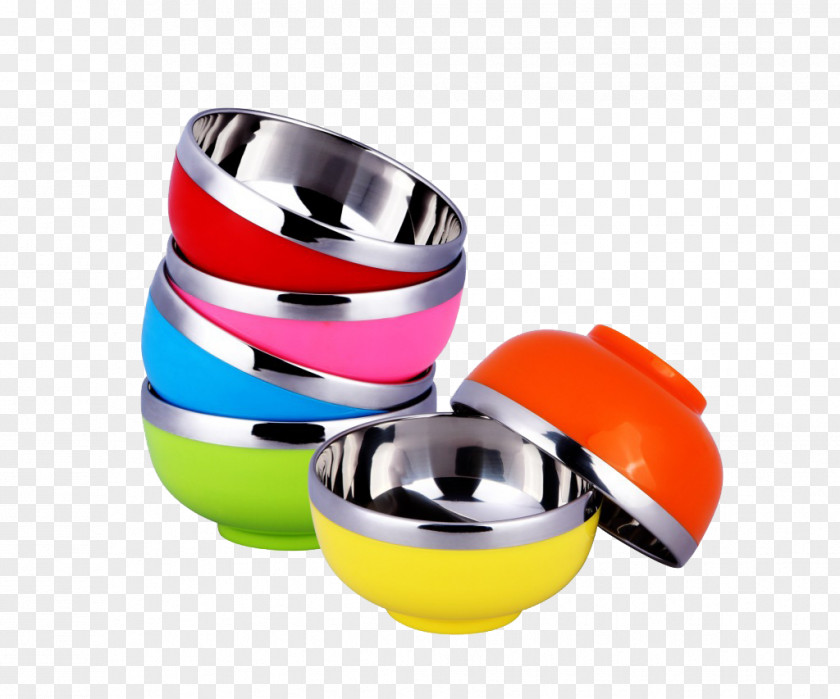 Stainless Steel Bowl Child Color Drop Resistance PNG