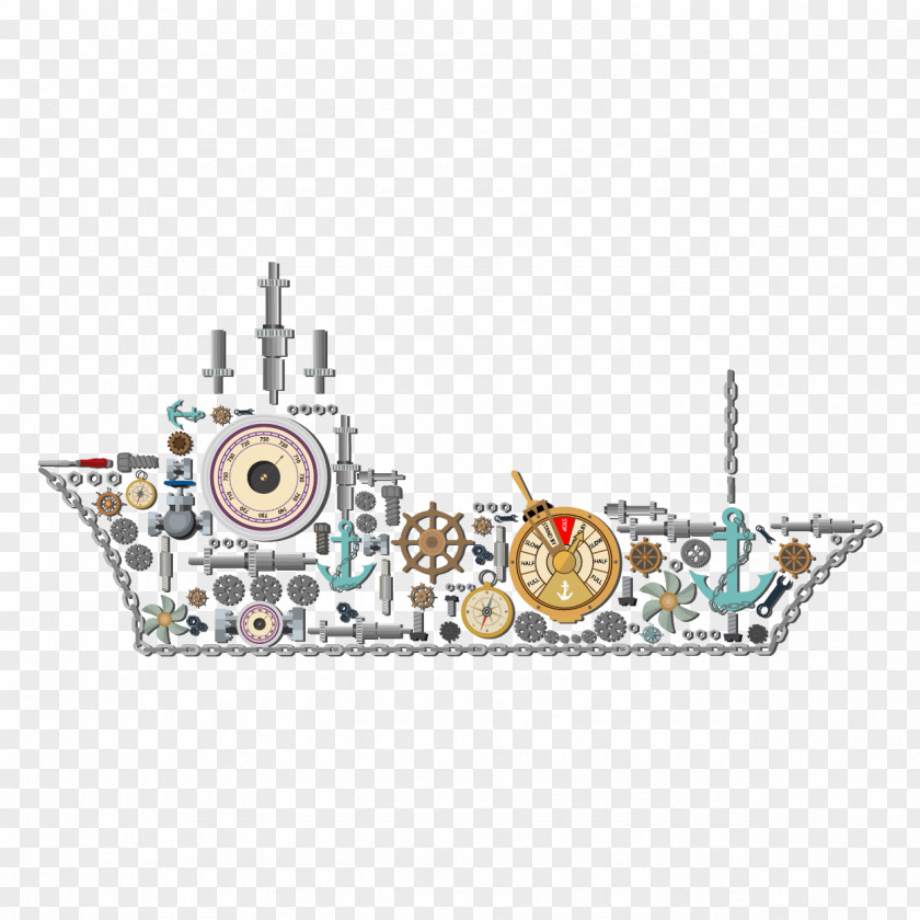 Vector Creative Gear Ship Car Container Mechanical Engineering PNG