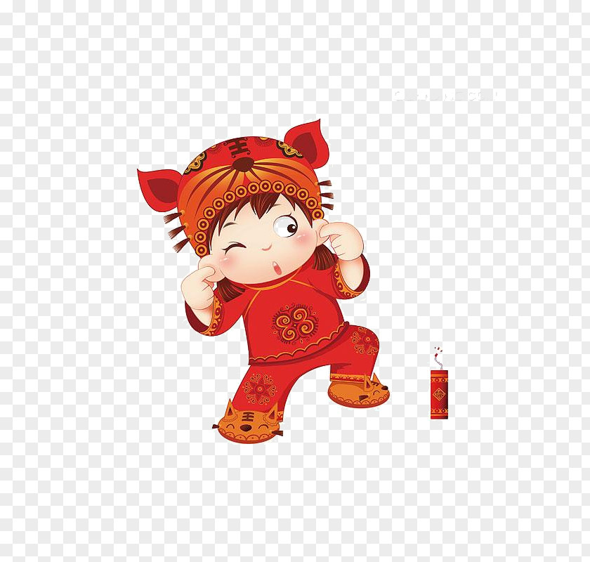 Creative Cartoon Child Firecrackers Chinese New Year Firecracker Designer PNG