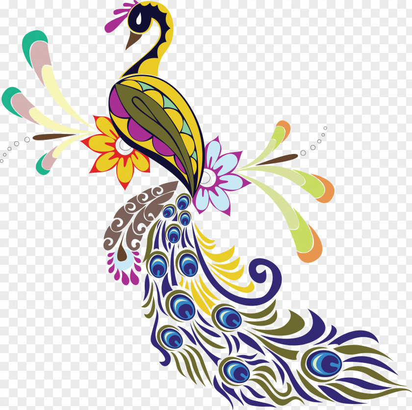 Feather Peafowl Bird Painting Clip Art PNG