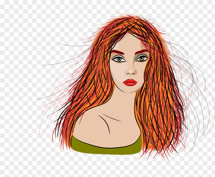 Liver Red Hair Woman Face PNG