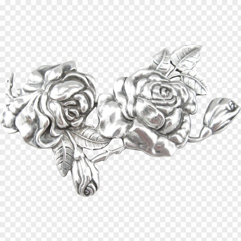 Rose Tattoo Sterling Silver Jewellery Brooch PNG