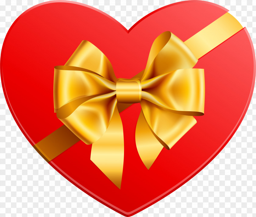 Gold Heart Gift Valentine's Day Clip Art PNG