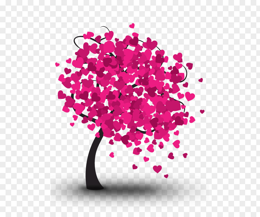 Pink Heart Tree Valentines Day Illustration PNG