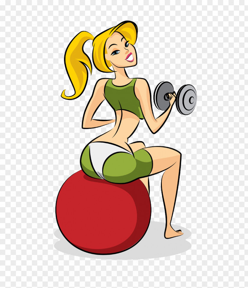 Cartoon Beauty Barbell Bodybuilding PNG