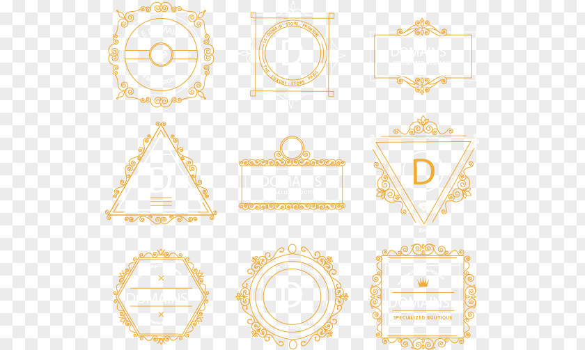 Vector Painted Nine Gold Frame Picture Yellow Pattern PNG