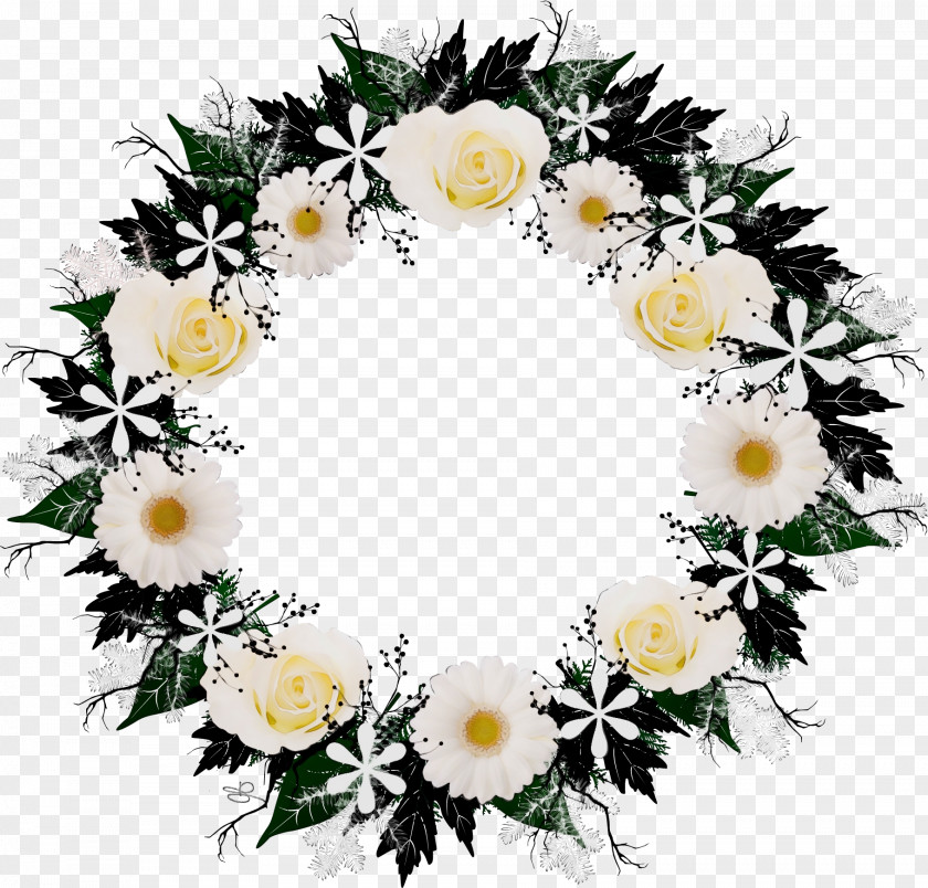 Artificial Flower Wildflower Watercolor Christmas Wreath PNG