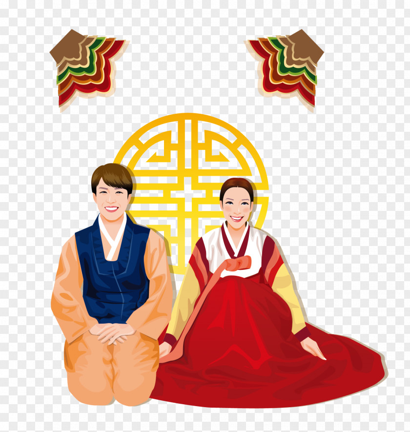 Loving Couple Vector Material Korea Hanbok Stock Photography Clip Art PNG