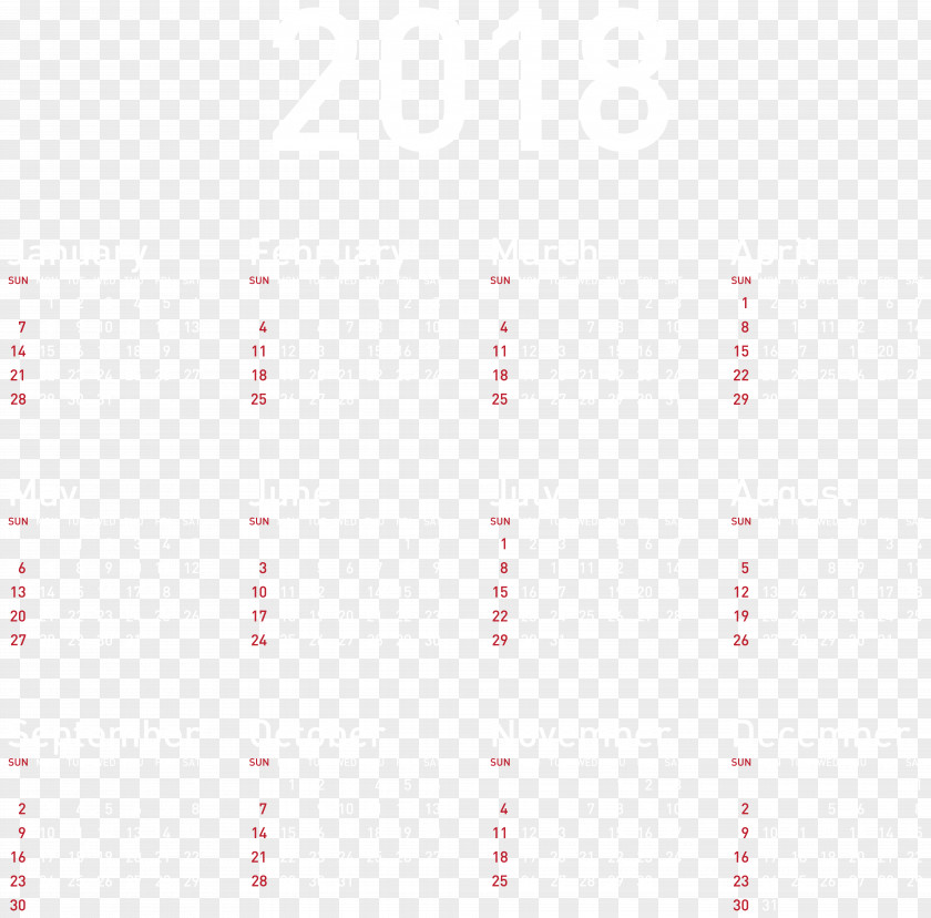 2018 Calendar Transparent Image Square Angle White Textile Pattern PNG