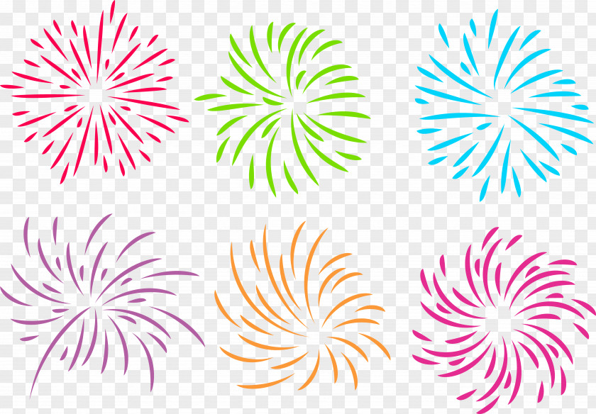 Colorful Fireworks Bloom Collection Art PNG