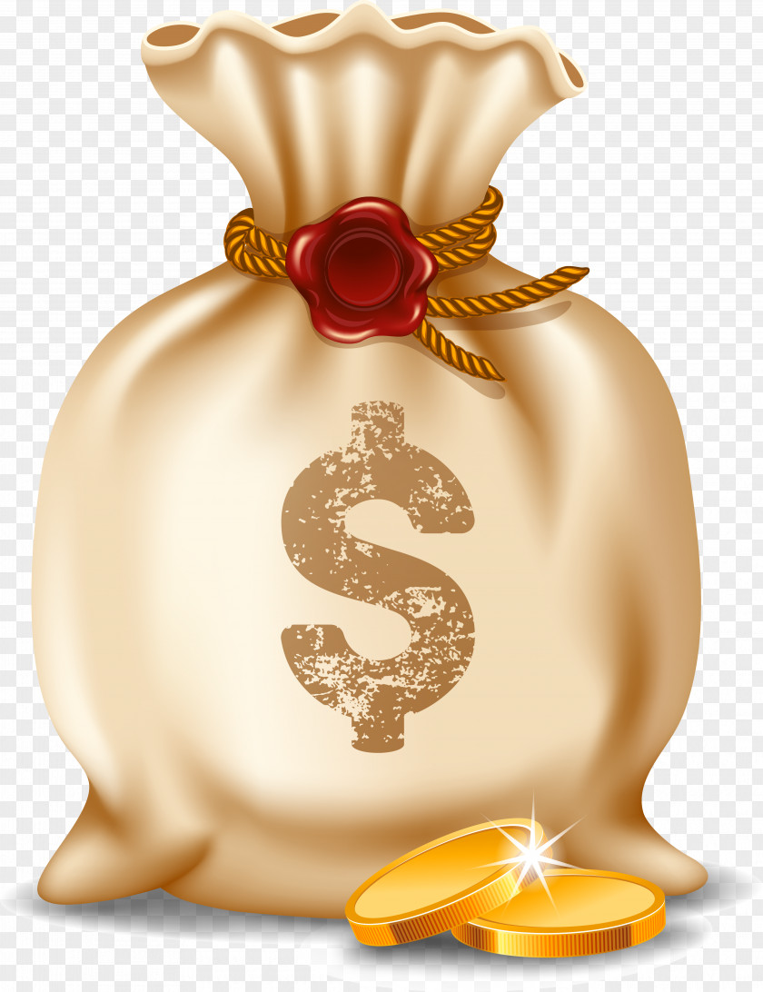 Floating Gold Purse Money Bag Clip Art PNG