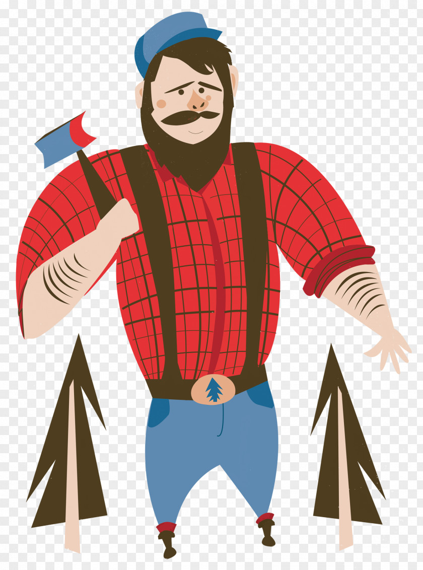 Christmas Illustration Paul Bunyan And Babe The Blue Ox Tall Tale PNG