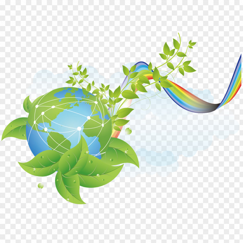 Creative Earth Green Ribbon Icon PNG