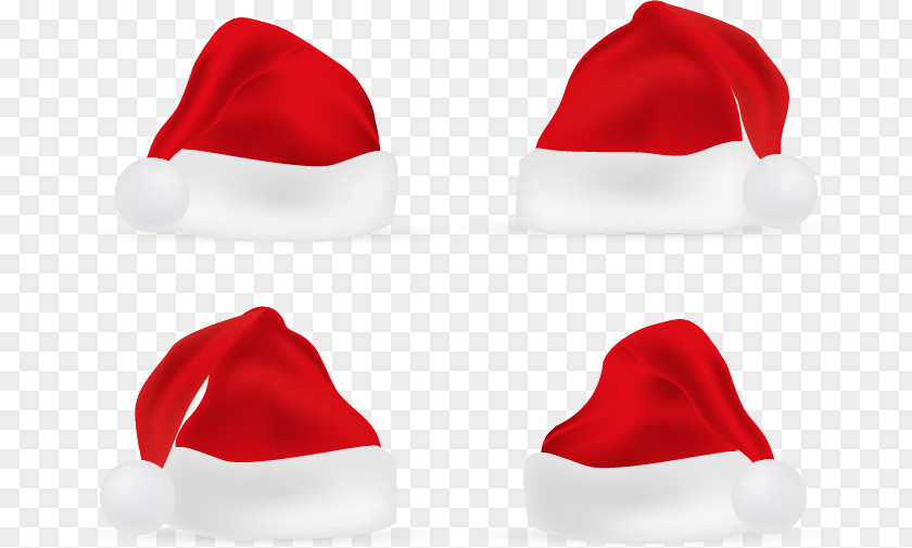 Four Red Christmas Hat Bonnet PNG