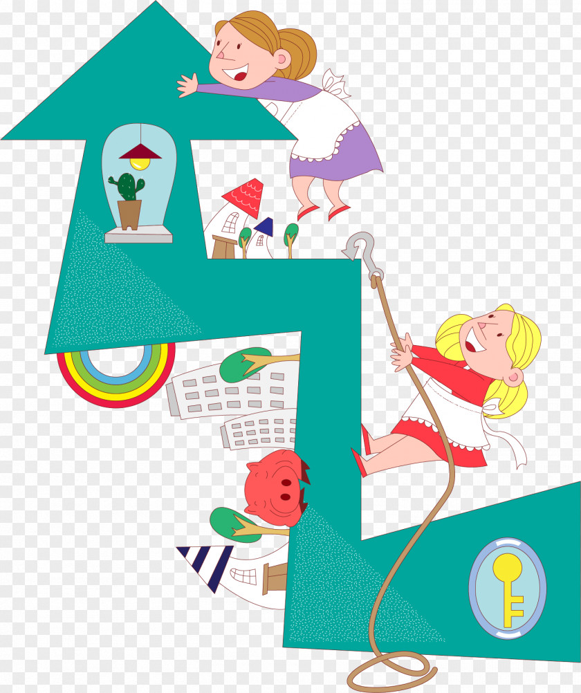 Vector Painted Children Playing Illustration PNG