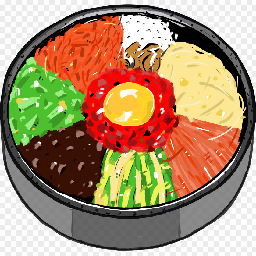 Rice Bowl Bibimbap Korean Cuisine Food Fish Clip Art PNG