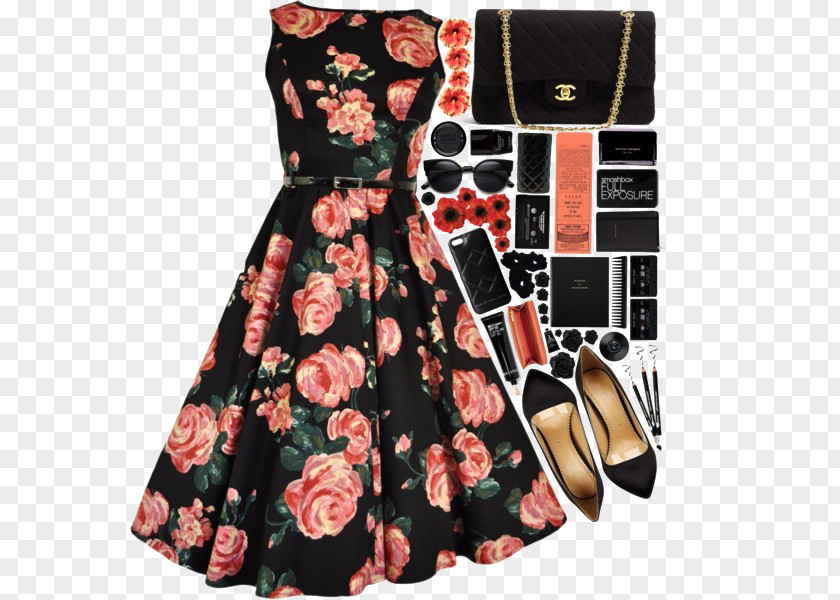 Floral Skirt And High Heels 1950s Dress Vintage Clothing Fashion PNG