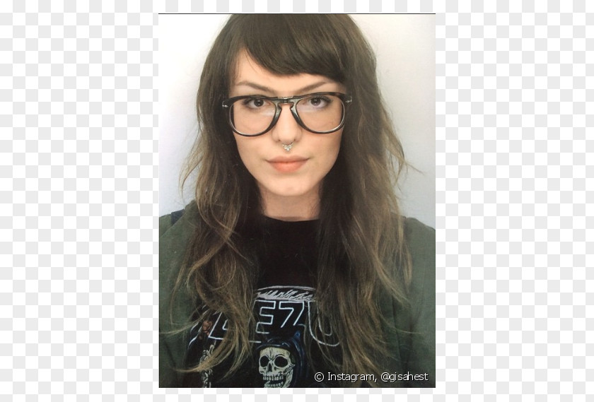 Glasses Long Hair Bangs Black PNG