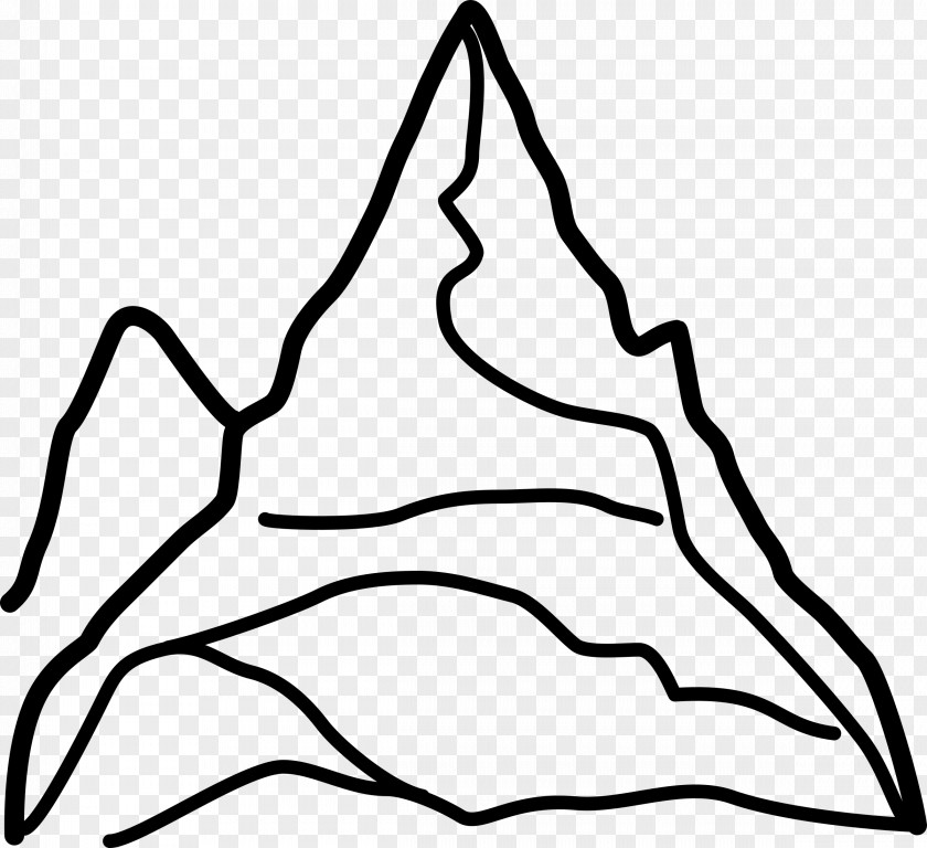 Mountain Outline Black And White Clip Art PNG