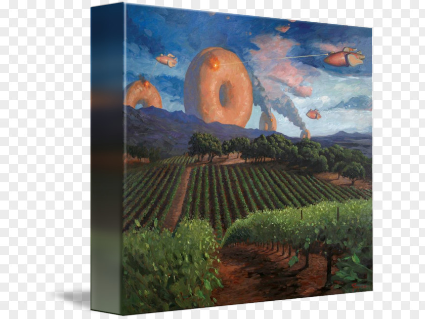Painting Robots & Donuts Gallery Wrap Canvas Art PNG