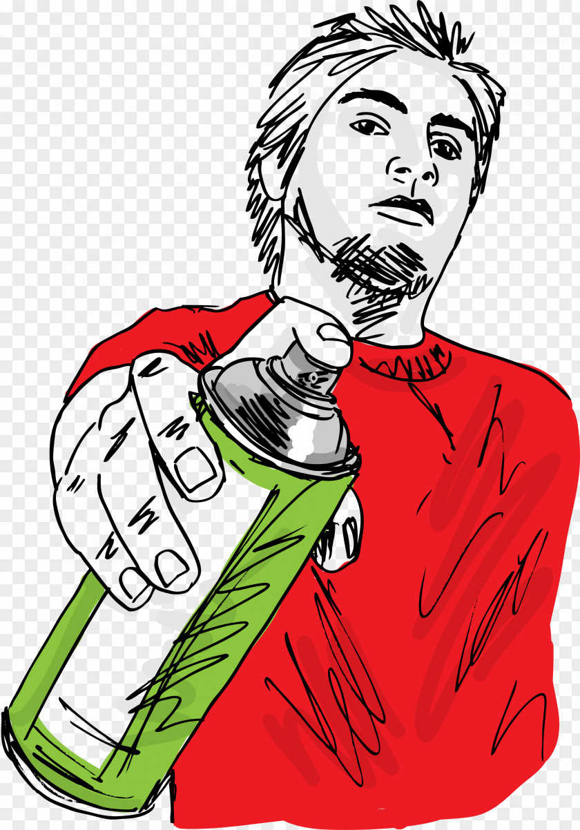 Vector Boy Holding Paint Graffiti Tin Woodman Drawing Aerosol Spray PNG