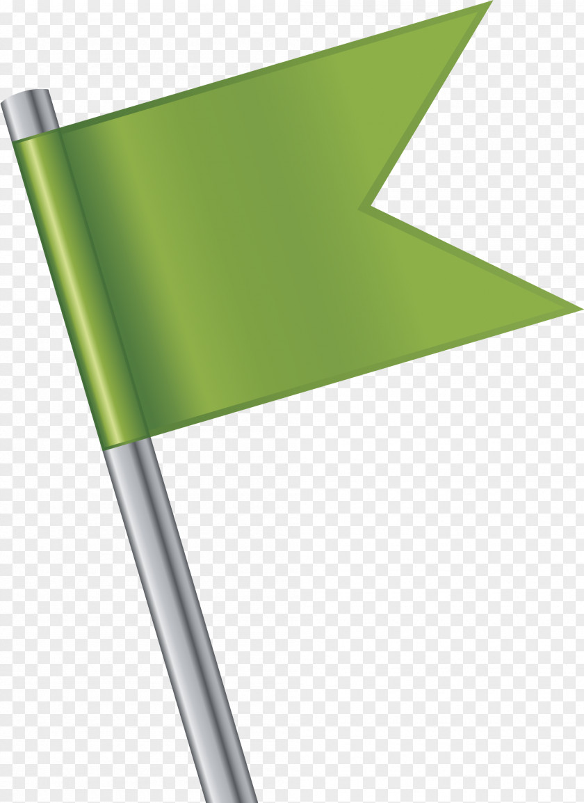 Hand Painted Green Flag Flagpole PNG