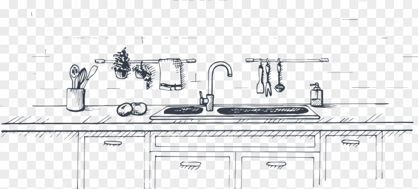 Kitchen Drawing Countertop Sketch PNG