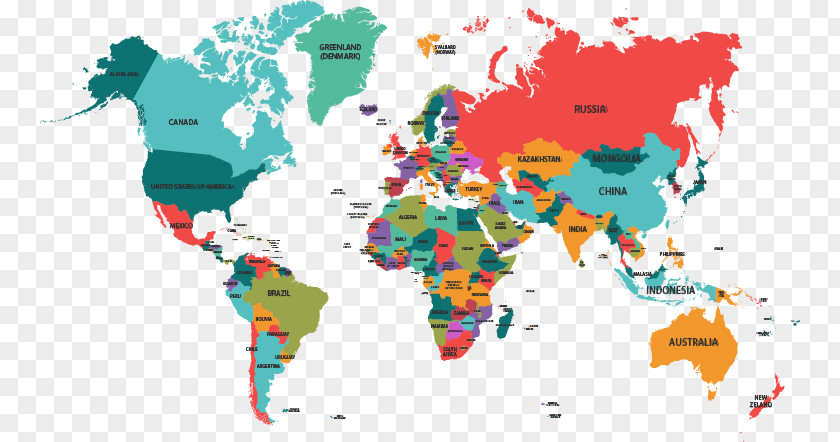Color World Map Vector Material Downloaded, Globe PNG