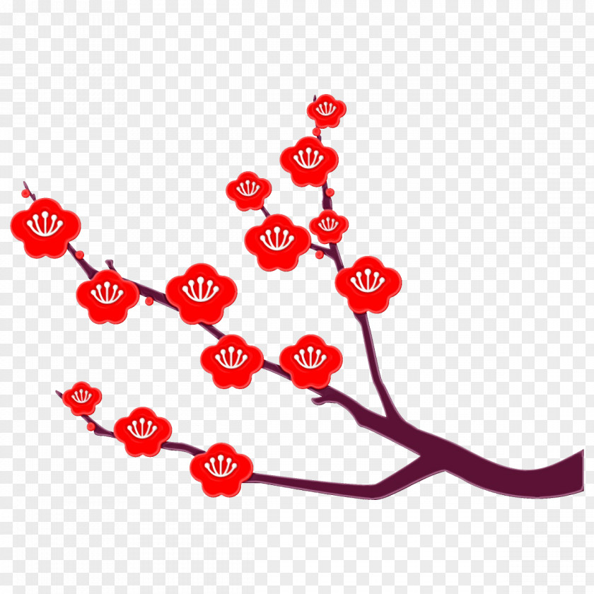 Red Branch Flower Plant PNG