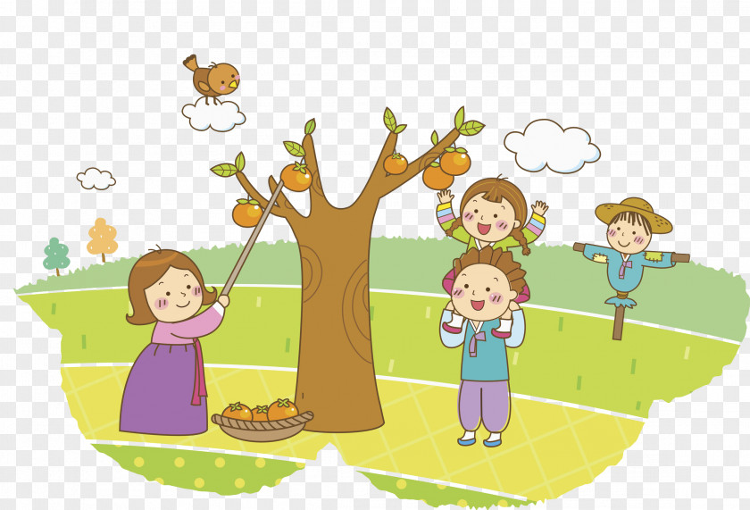 The Baby Picked Apples Illustration PNG