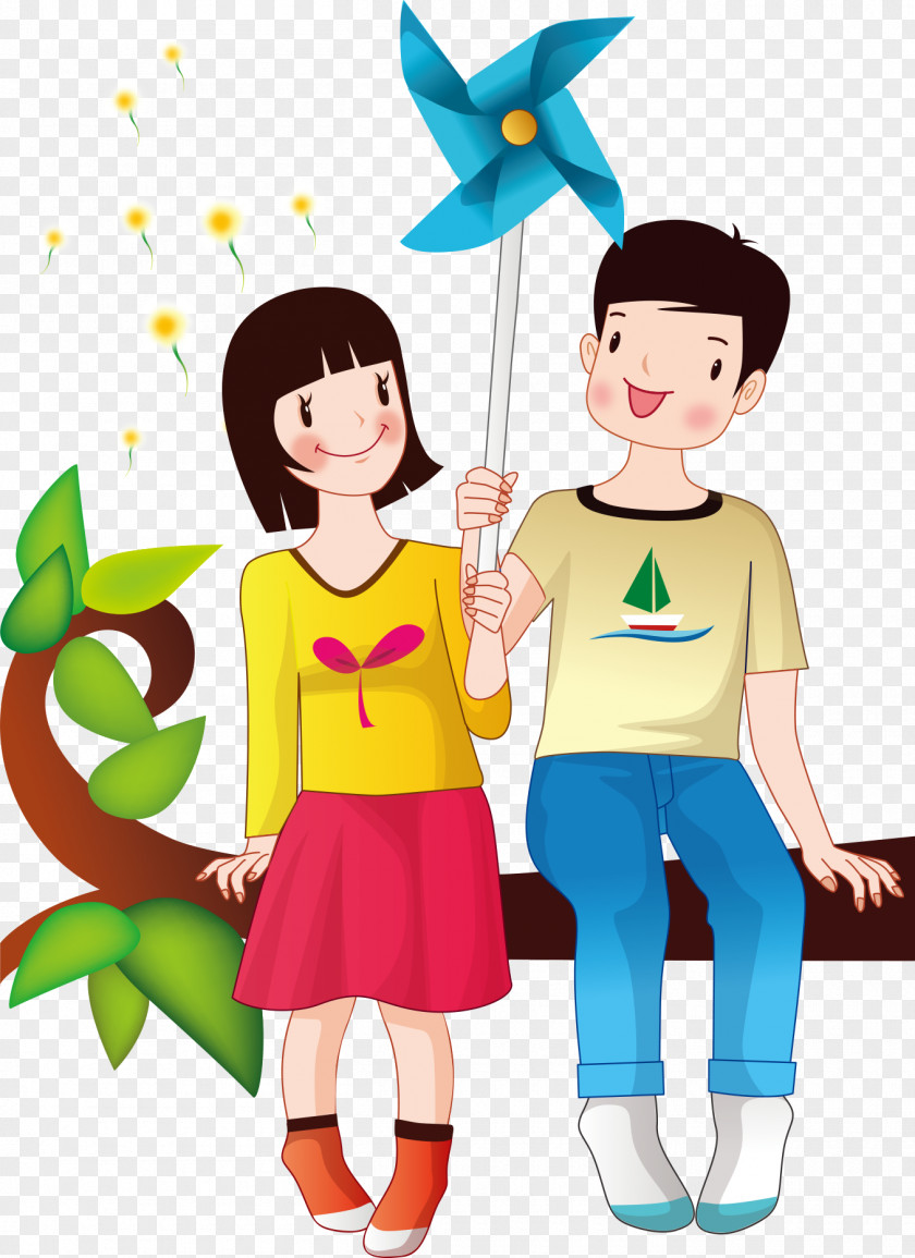 Couple Holding Windmill Drawing Photography Illustration PNG