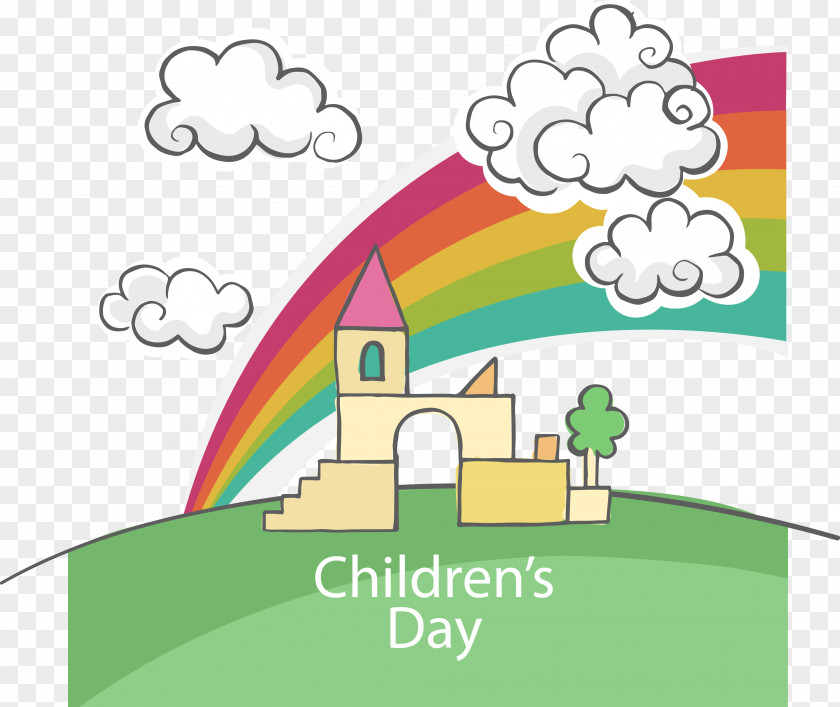Cartoon Castle Scenery, Children's Day, LOGO Day Computer File PNG