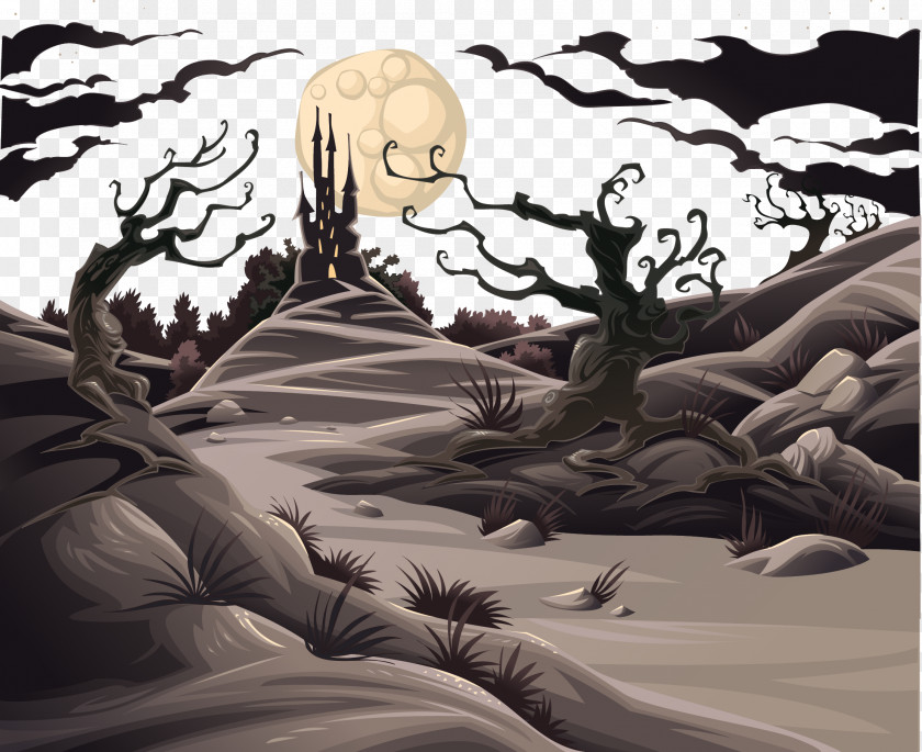 Vector Hand Painted Horror Background Stock Photography Illustration PNG