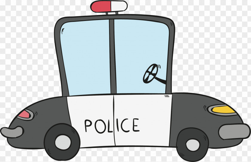 Cartoon Hand Painted Police Car Taxi Drawing Download PNG