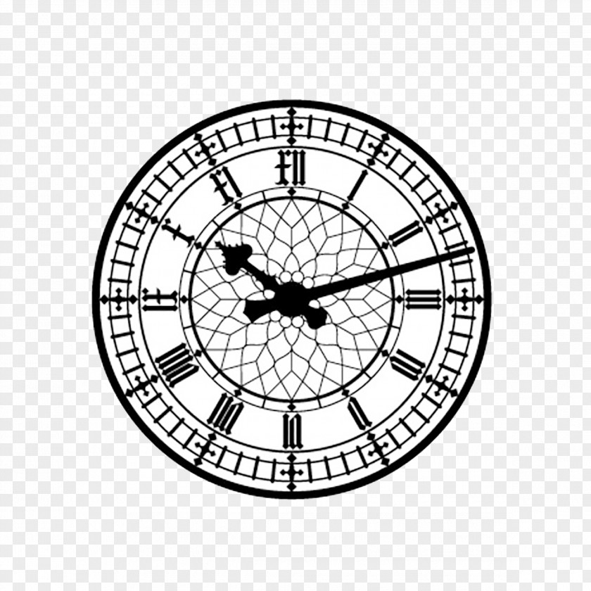 Black And White Vector Clock Rome Big Ben Prague Astronomical Rajabai Tower Face PNG