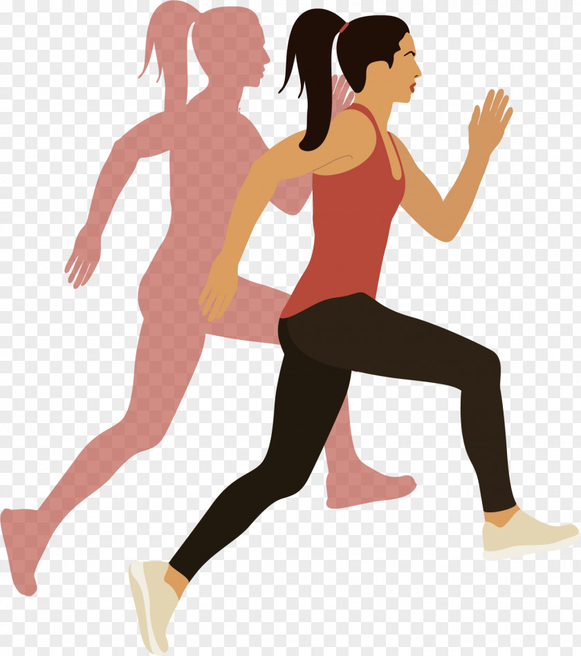 Cartoon Vector Woman Jogging Physical Exercise Euclidean PNG