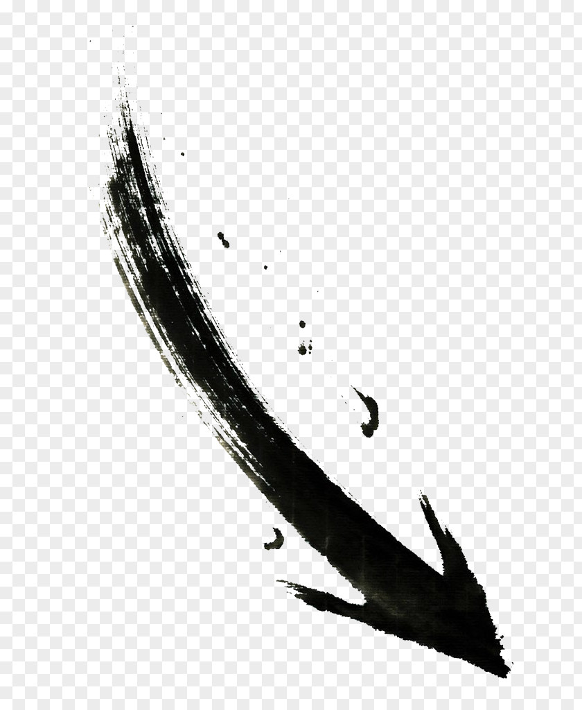 Ink Down Arrow Wash Painting PNG