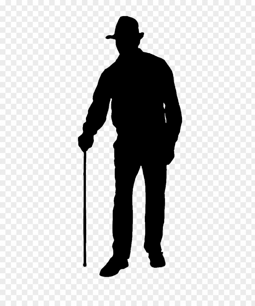 Silhouette Of Man On Crutches Wearing A Hat Illustration PNG