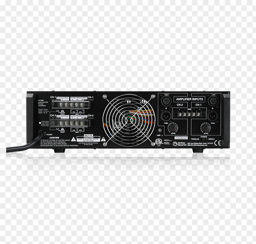 Audio Power Amplifier Atlas Sound Electronics Radio Receiver PNG