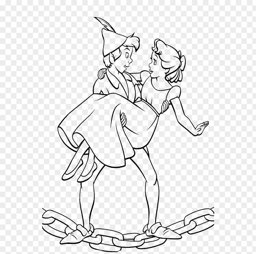 Black Lines Painted Peter Pan Holding Wendy And Tinker Bell Darling Captain Hook PNG