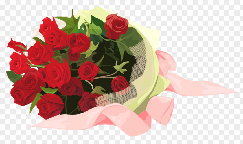 Romantic Valentine's Day Flower Bouquet Clip Art PNG