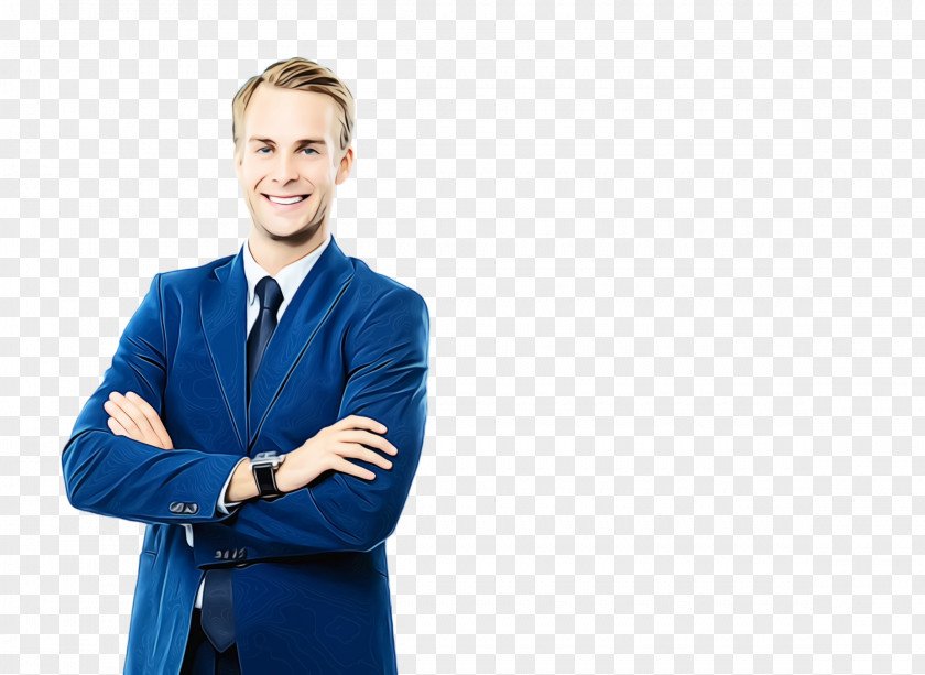 Business Gesture Blue Suit Standing Electric White-collar Worker PNG