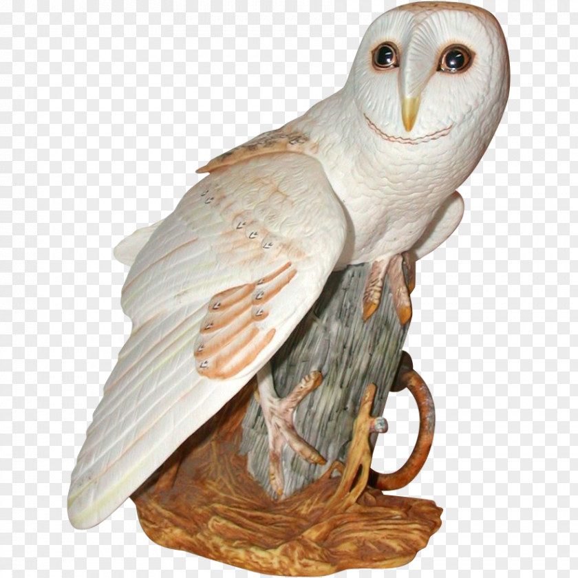 Hand Painted Barn Owl Bird Porcelain The Franklin Mint PNG