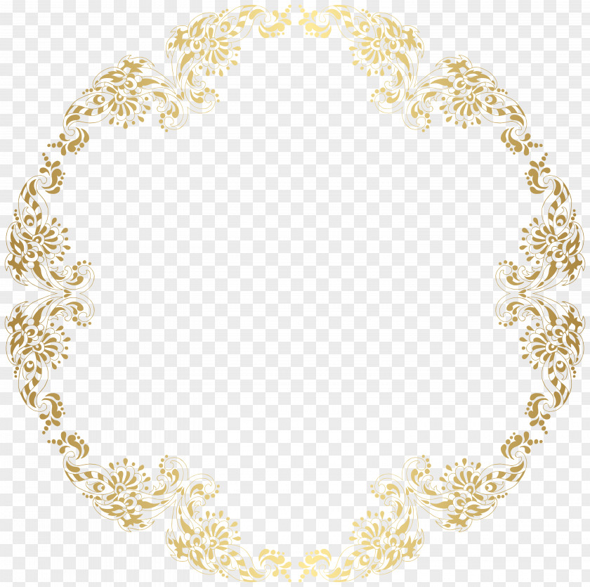 Round Floral Shadows French Border Pictures Picture Frame Gold Clip Art PNG